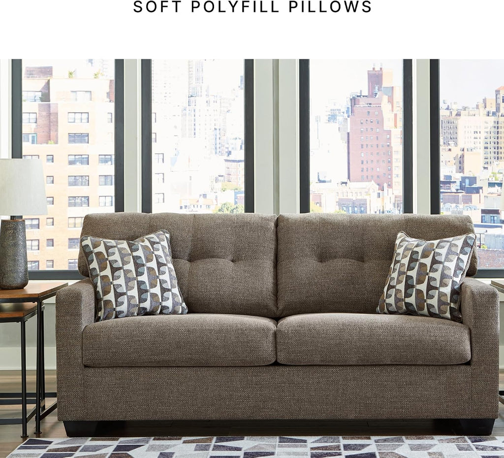 Signature Design by Ashley Mahoney Contemporary Tufted Sofa, Dark Brown