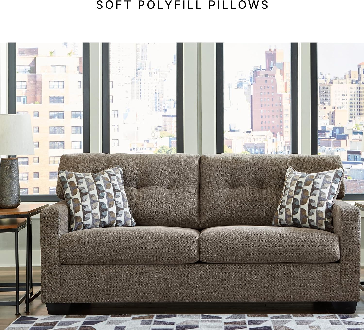 Signature Design by Ashley Mahoney Contemporary Tufted Sofa, Dark Brown