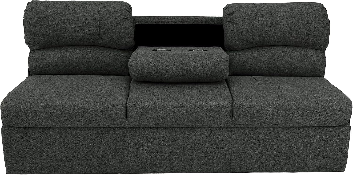 RecPro 68' RV Jackknife Sleeper Sofa with Drop-Down Console | Cloth Fabric | 2 Colors to Choose from | Furniture for RV and Camper (Fossil Cloth)