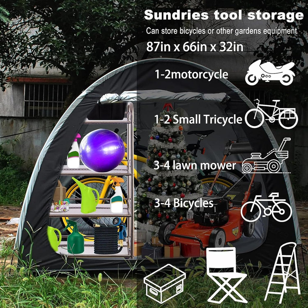 2 PCS Bike Tent Outdoor Storage Waterproof Can Be Spliced Bike Tent Outdoor Storage Waterproof for 2/3/4/5 Bikes Plastic Sheds,Yellow