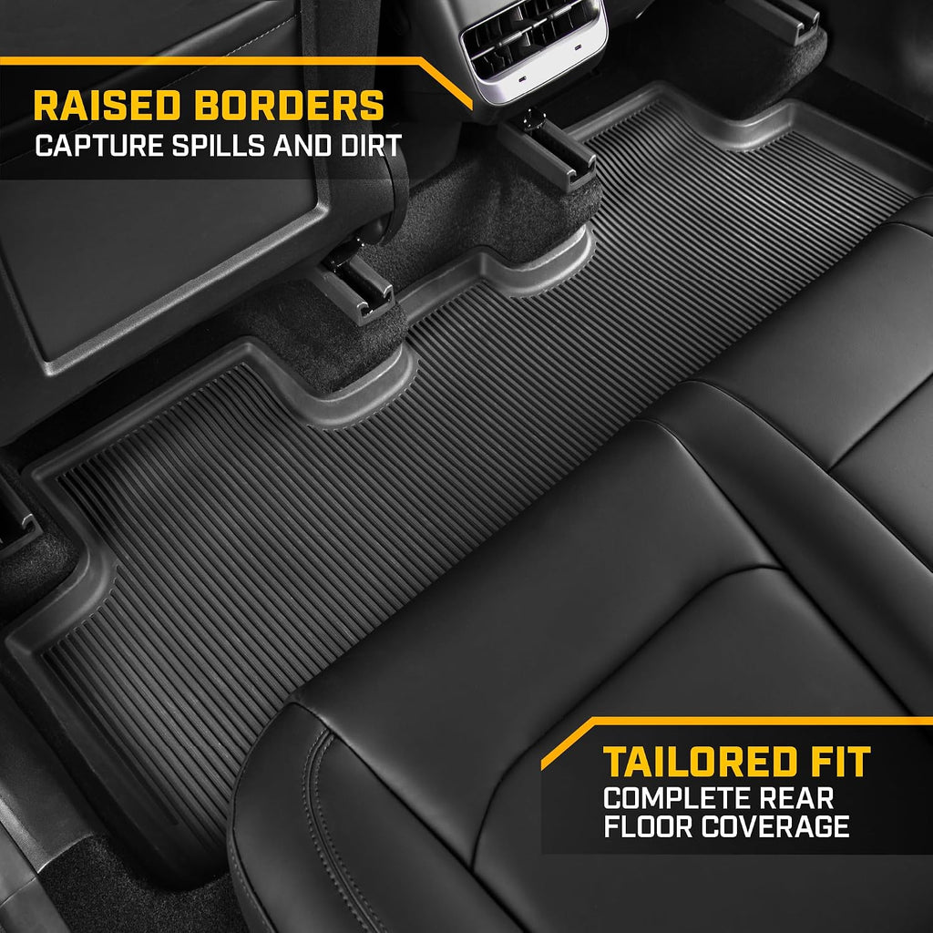 Cat® JustFit™ 3D Floor Mats for Tesla Model Y 2020–2024 Custom Fit All Weather Floor Liners, Heavy Duty Rubber Mats for Tesla Model Y – Premium Tesla Accessories for Full Interior Protection