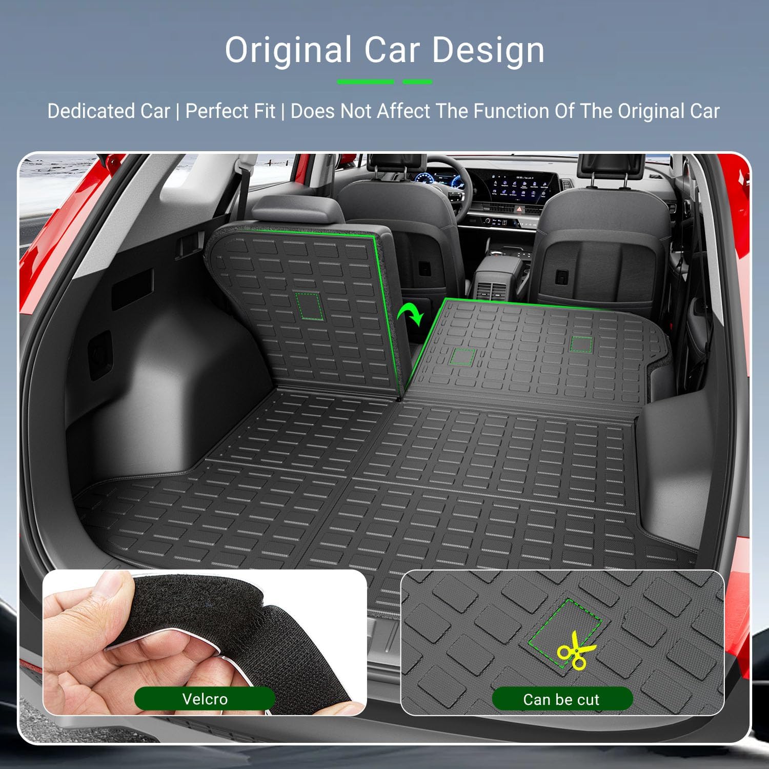 xipoqix Fuel Floor Mats Cargo Mat Backrest Mats Compatible with 2023-2026 Kia Sportage TPE Cargo Liner Replacement for 2023-2026 Kia Sportage Accessories (Trunk Mat with Backrest Mat+Floor Mats)