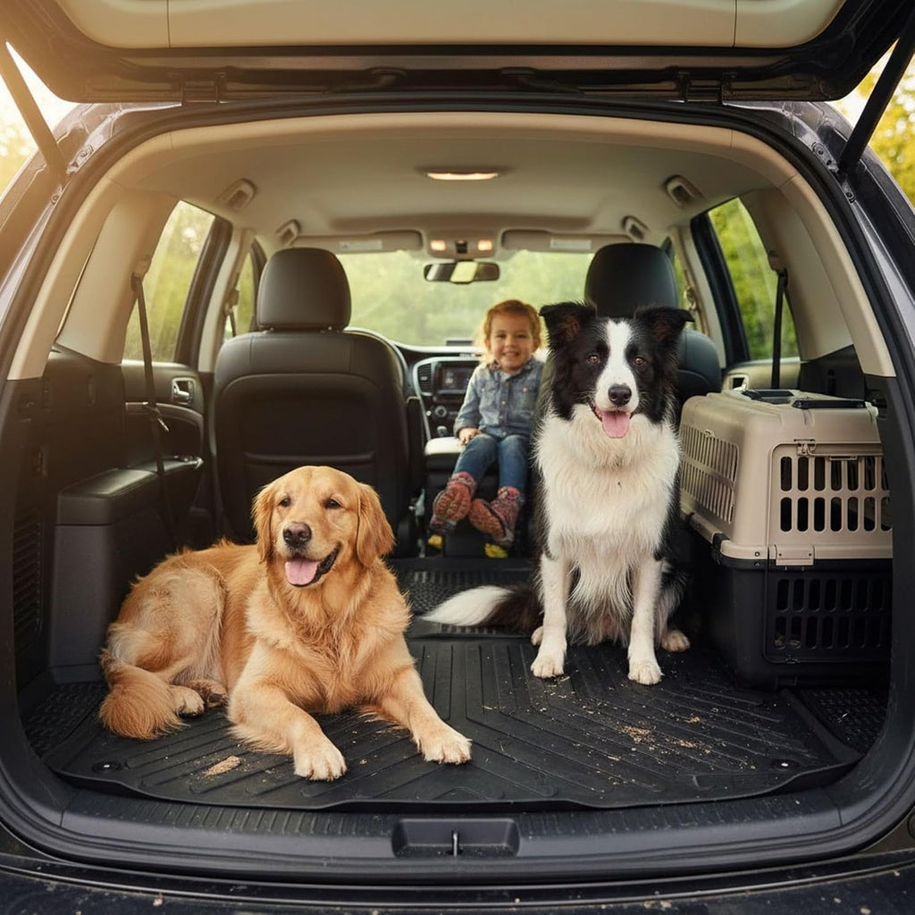 Floor Mats & Cargo Liner fits Tesla Model X 5 Seats 2016-2023, Custom Fit All-Weather TPE Floor Liners, 3D Laser Measured, Waterproof, Durable, Black (Front, Rear & Cargo Set)