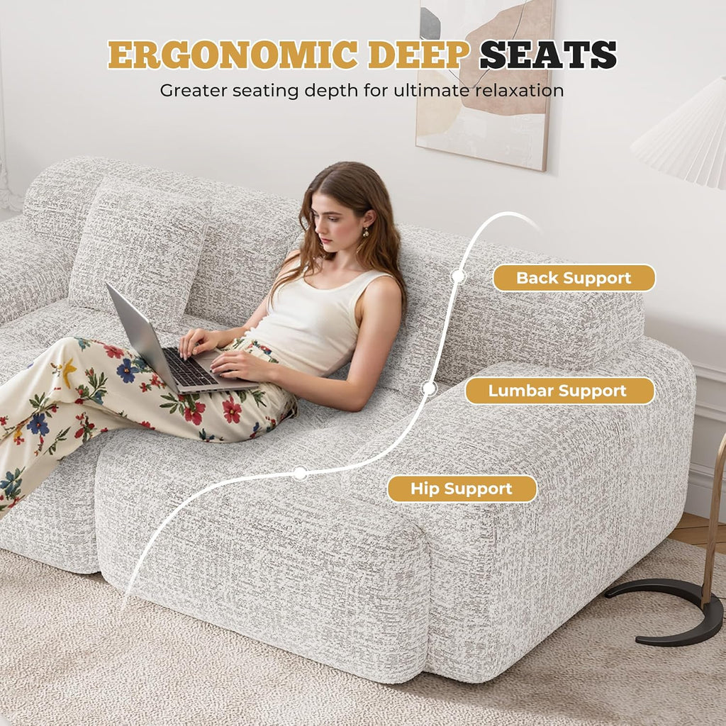 85' Cloud Loveseat Sofa in a Box, Modern Small Couch No Assembly Required, Comfy Deep Seat Boneless Couches for Living Room, Bedroom, Apartment, Beige 1 PCS