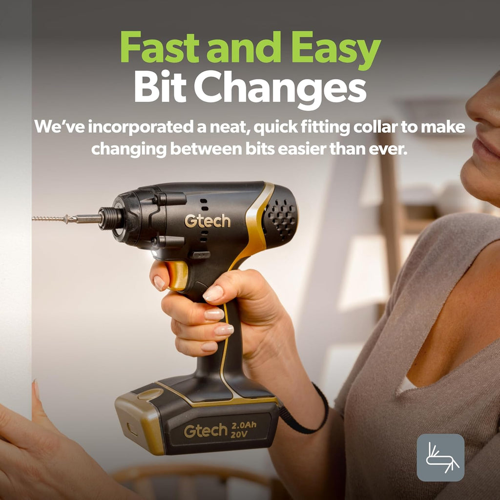 Gtech Impact Driver Bundle - Cordless Impact Driver - Perfect for Installing Screws, Fasteners, and More - Includes Impact Driver, 20V Battery/Charger - Complete Your Home Tool Kit