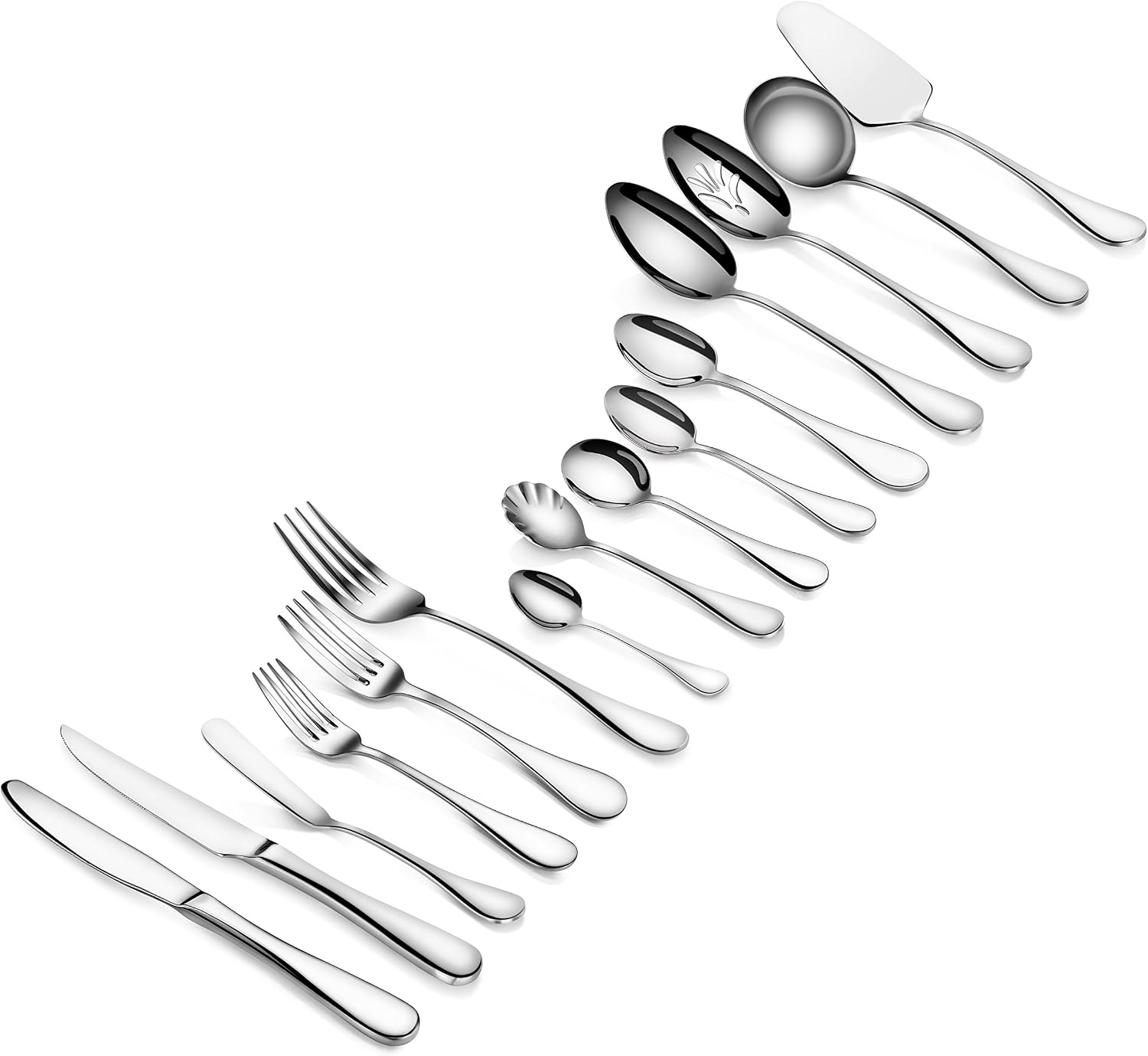 Artaste 56457 Rain 18/10 Stainless Steel 103-Piece Flatware Set, Service for 12