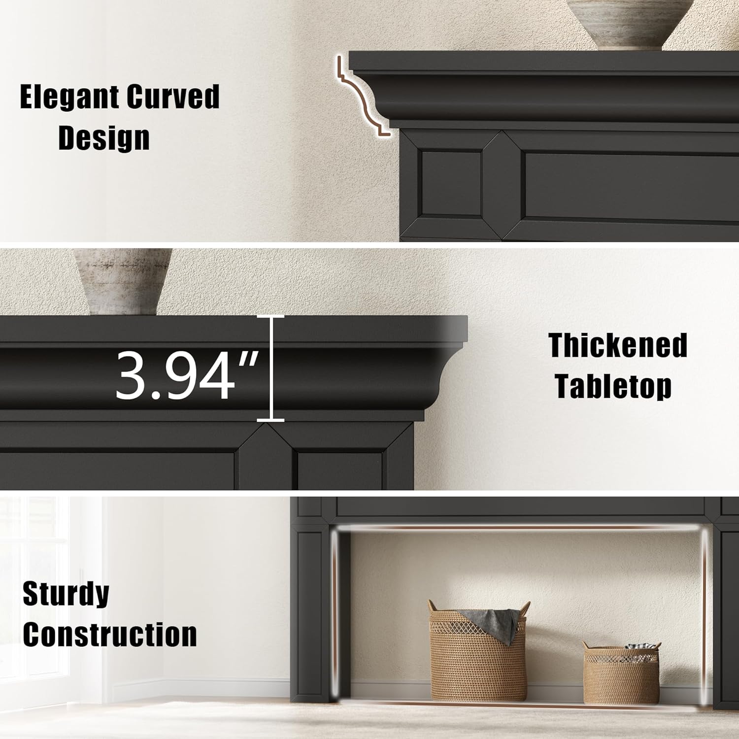 Loomie 63' Long Console Tables for Entryway, Modern Rectangular Sofa Table Behind the Couch, Narrow Long Entry Accent Table for Living Room, Entrance, Hallway, Foyer (Black)