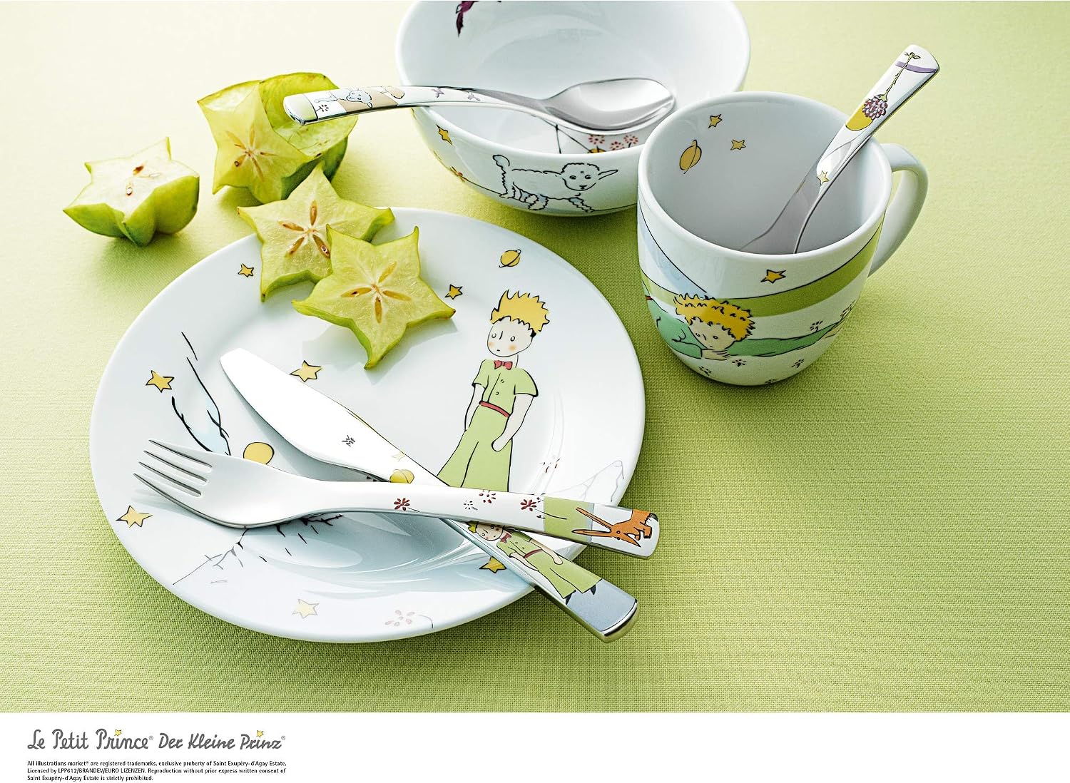 WMF Children Cutlery Set 4-Pieces The Kleine Prince Cromargan 18/10 Stainless Steel Brushed Suitable from 6 Years