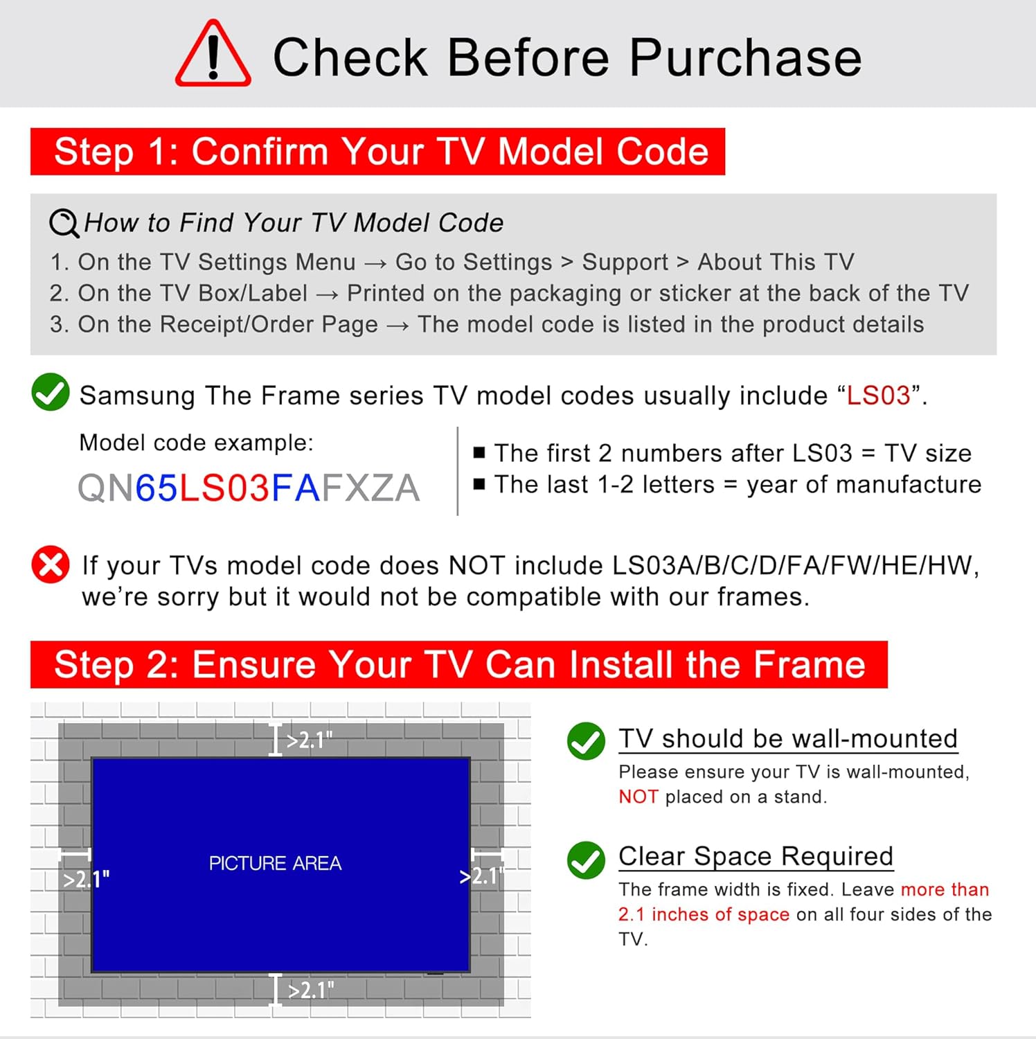 Classic Vintage Deep Gold 55' TV Frame - Compatible ONLY with Samsung The Frame TV and Pro TVs (Fits 2021-2026 Models, Model Codes: 55LS03A/B/C/D/FA/HE/HW)