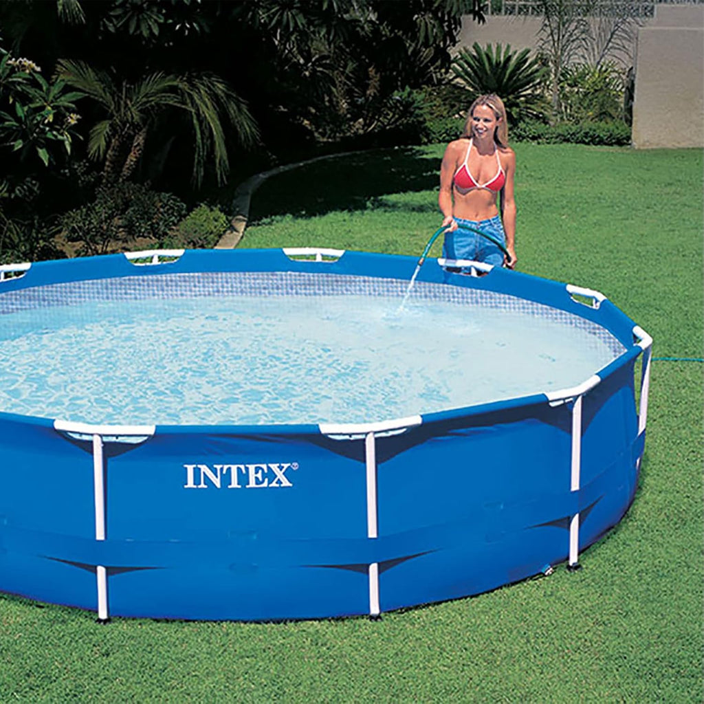 Intex 12 Foot by 30 Inch Metal Frame Above Ground Swimming Pool with Maintenance Cleaning Kit, and Type A and C Replacement Filter Pump Cartridge