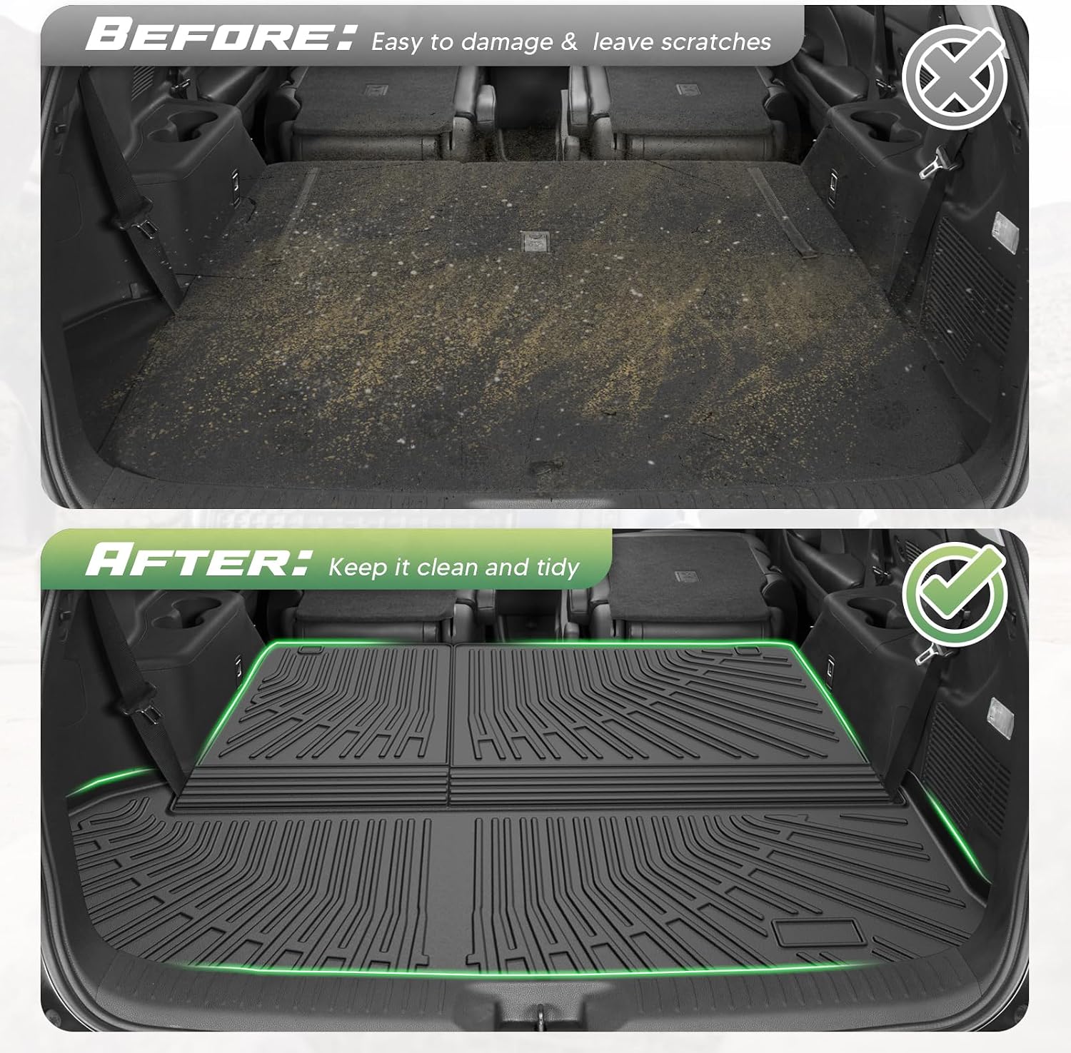 Cartist Floor Mats for Toyota Highlander 7 Seats (Not for Hybrid Models) 2014-2019, All Weather Cargo Liner for Highlander Accessories, Heavy Duty TPE Cargo Mats, Car Accessories