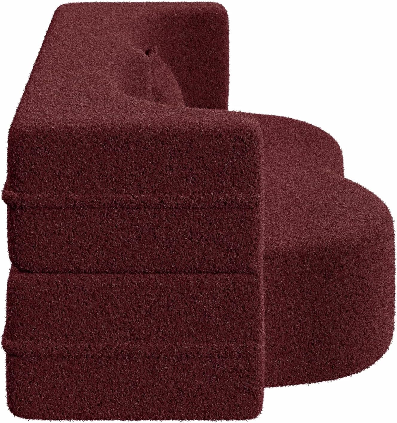 Ball & Cast 78' Floor Sofa Bed with 2 Pillows,Convertible Teddy Fabric Foam-Filled Sleeper Sofa Bed,Pull Out Couch Full Size Folding Mattress for Living Room,Playroom,No Assembly Required,Burgundy
