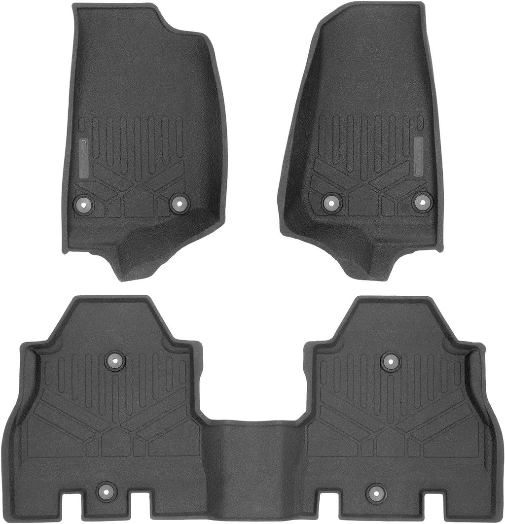 SMARTLINER Custom Fit Rubber Floor Mats 2 Row Liner Set for 2018-2018 Jeep Wrangler