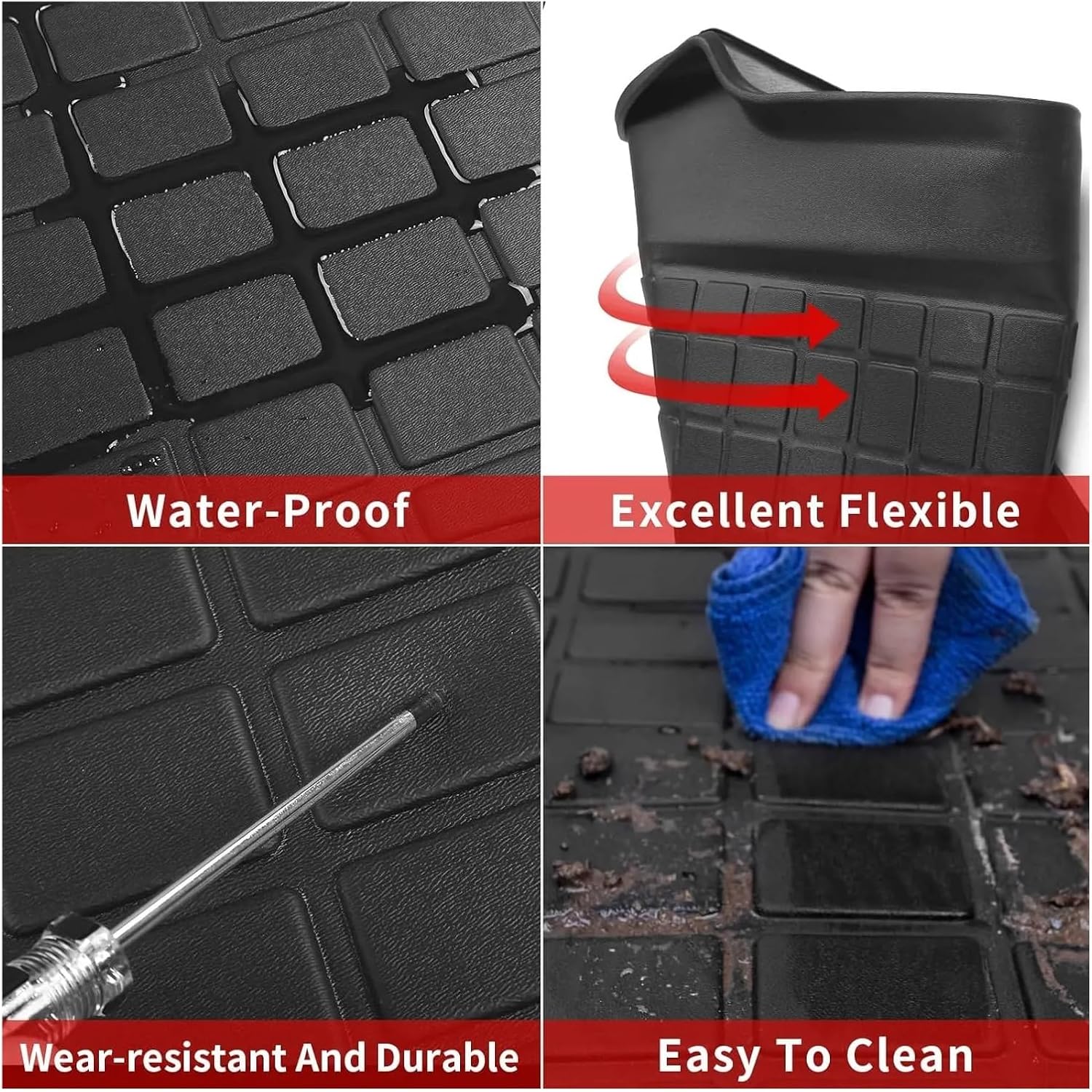 3D Floor Mats Compatible with Tesla Model 3 Highland 2024, All Weather Waterproof LHD XPE Front Rear Trunk Cargo Liner Mat Accessories(6PCS Floor Mats)
