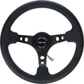 NRG Innovations RST-006BK Reinforced Steering Wheel (350mm Sport Steering Wheel (3' Deep) - Black Spokewith Round holes/Black Leather)