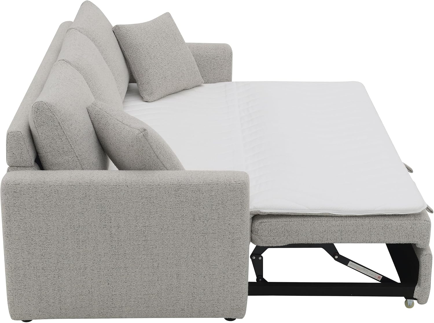 Acme Connie Fabric Upholstered Sofa with Sleeper and 2 Pillows in Beige