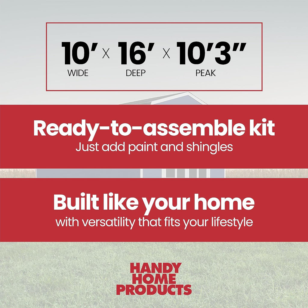 Handy Home Products Braymore 10x16 Do-It-Yourself Wooden Storage Shed with Floor Kit- Does not Include Paint or Roofing Shingles