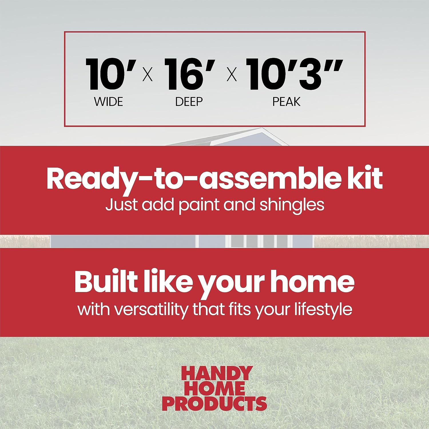 Handy Home Products Braymore 10x16 Do-It-Yourself Wooden Storage Shed with Floor Kit- Does not Include Paint or Roofing Shingles