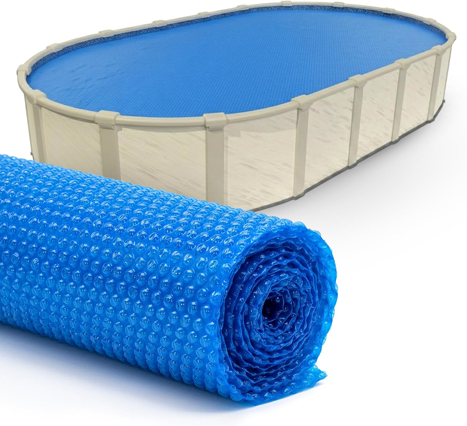 Sun2Solar Blue 20 ft x 40 ft Oval Pool Solar Cover | 8 Mil | Heat Retaining | Thermal Heating Blanket for Inground & Above Ground Swimming Pools | 800 Series Includes 6-Pack of Heavy-Duty Grommets