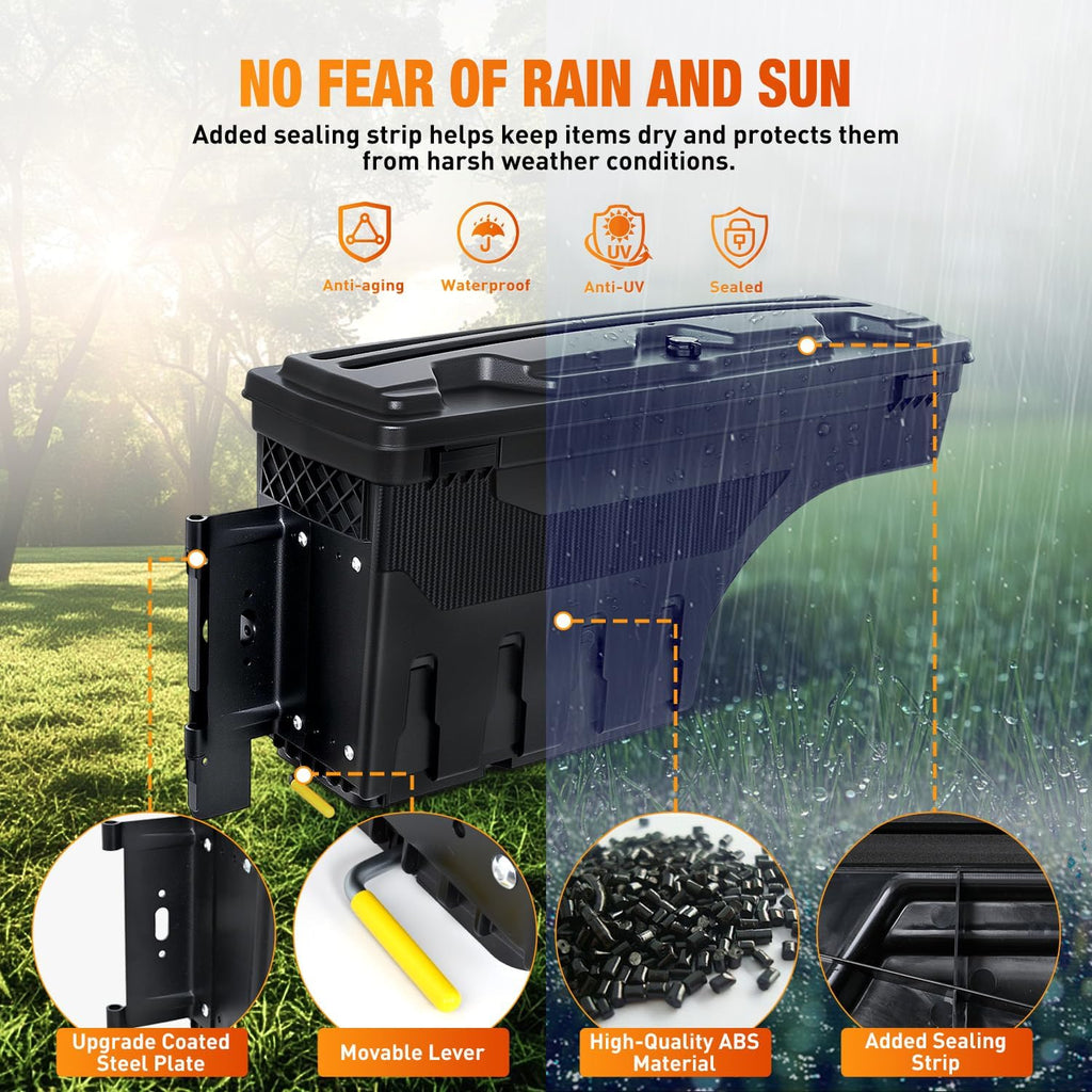 Nilight Truck Bed Tool Box Left Drivers Side Truck Tool Box Fit for Chevrolet Silverado 1500 GMC Sierra 1500 2019 2020 ABS Swing Case Truck Bed Storage Box w Lockable Lid Waterproof Wheel Well Toolbox