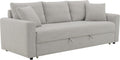 Acme Connie Fabric Upholstered Sofa with Sleeper and 2 Pillows in Beige