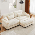 93.7' Loveseat Sofa Modular Sectional Sofa, 2 Seater Modern Cloud L Shaped Couch, Oversized Sectional Couches for Living Room, Comfy Velvet Sofas Deep Seat Couch with 4 Pillows, Cream