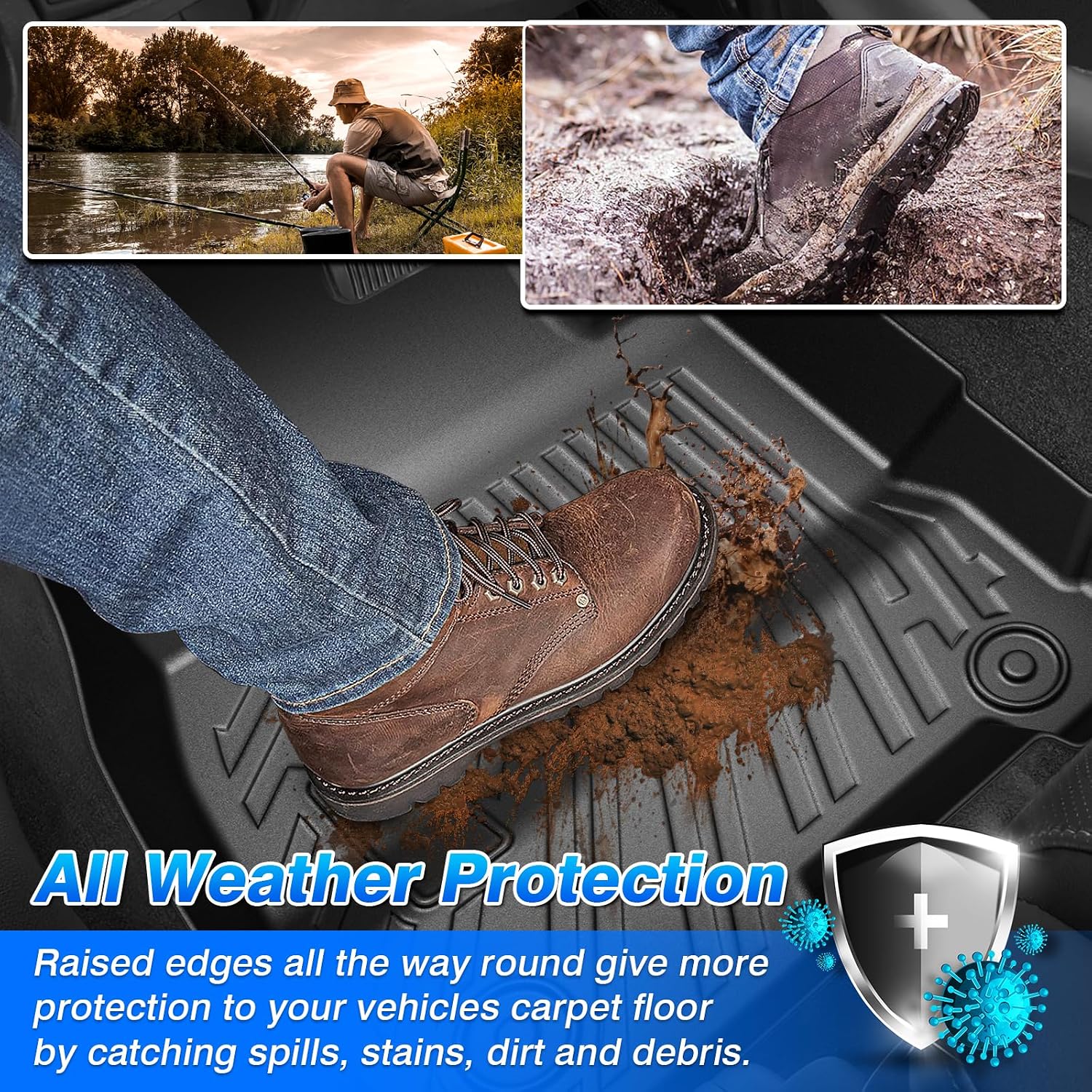 Maverick Floor Mats - Car Mats for Ford Maverick Hybrid 2022-2025 2026, All Weather Floor Mats and Tailgate Mat with Truck Bed Mat for Maverick Accessories, Heavy Duty Rubber Mats