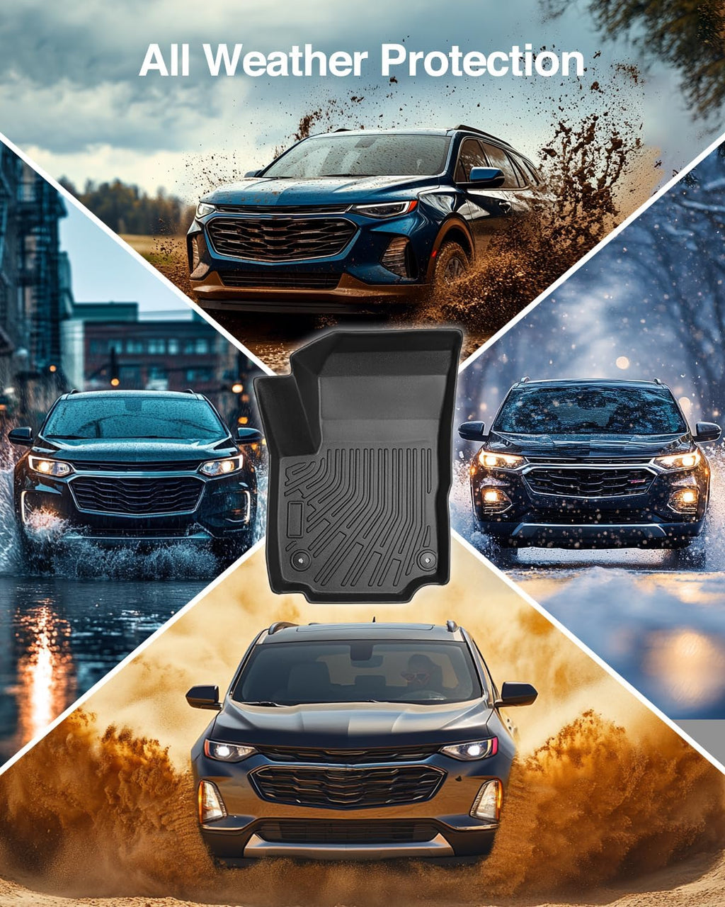 Floor Mats for Chevy Equinox for GMC Terrain 2024 2023 2022 2021 2020 2019 2018, All-Weather TPE Floor Mats Rear Backrest Mats Cargo Liner Custom Fit for Chevrolet Equinox Terrain Accessories