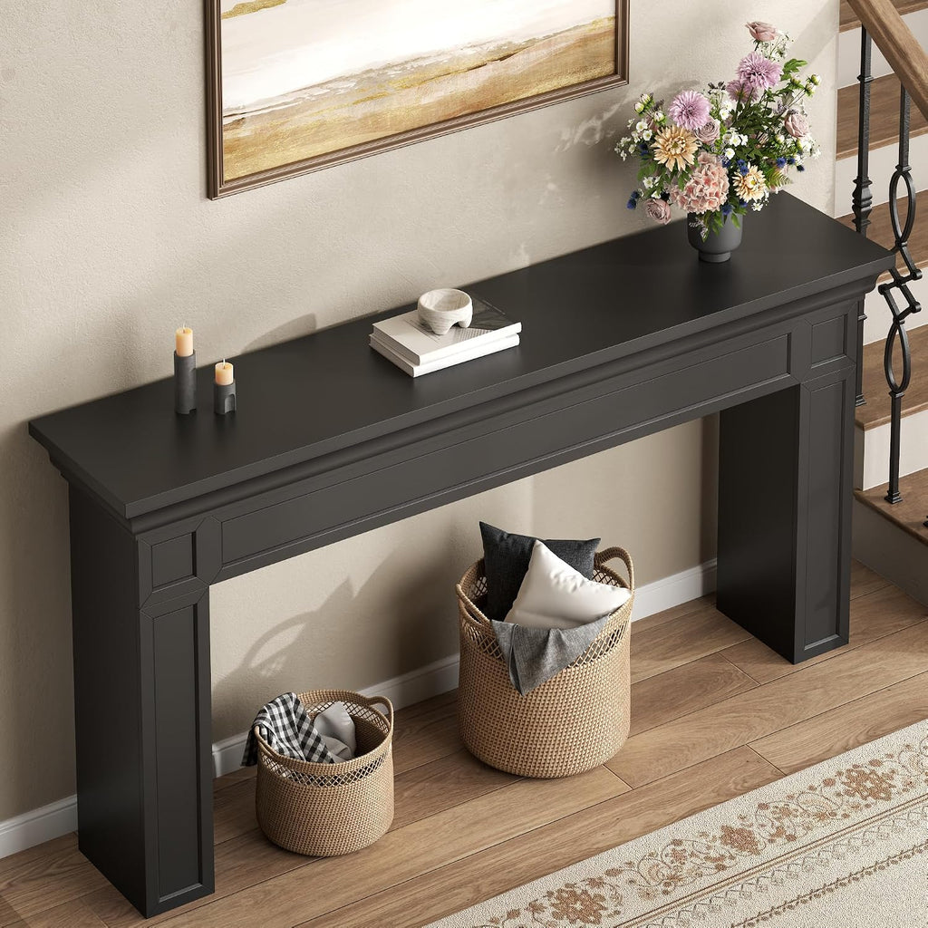Loomie 63' Long Console Tables for Entryway, Modern Rectangular Sofa Table Behind the Couch, Narrow Long Entry Accent Table for Living Room, Entrance, Hallway, Foyer (Black)