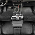 EKR Custom Floor Mats for Toyota RAV4 (Hybrid only) 2019-2025, Front & 2nd Row Luxury Car Floor Mat Fit RAV4 2019 2020 2021 2022 2023 2024 2025 - Leatherette (Black and Black Stitching)