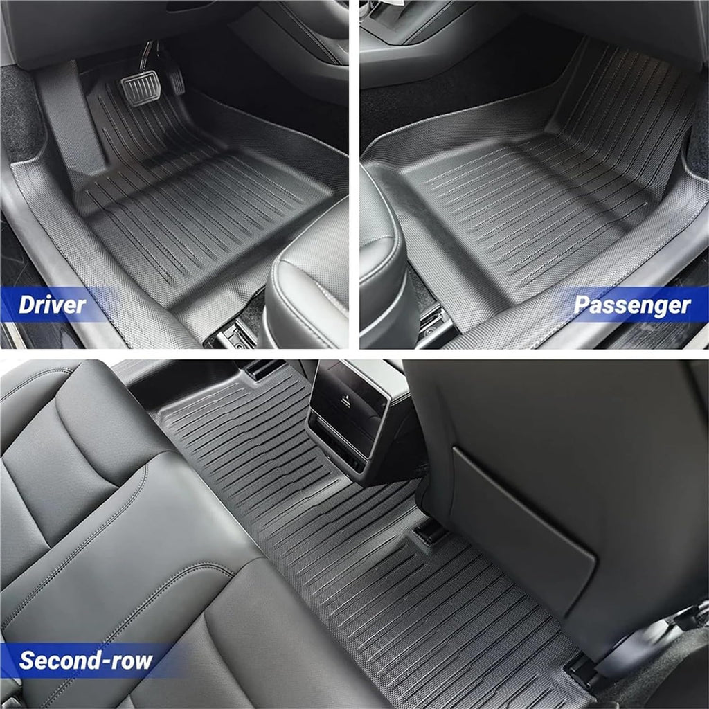 TPE Floor Mat with Door Sill Protector Compatible for Tesla Model 3 Highland 2025 2024 Floor Trunk Mats Cargo Liner(DLFM-11PCS)