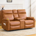 Power Recliner Loveseat, Electric Reclining Sofa with Wireless Charger, Wall Hugger Loveseat Recliner with Extended Footrest, 2-Seater Couch for Living Room, RV & Office (Brown)
