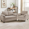 2 Pieces Sectional Sofa Set, 57' Loveseat and 35' Accent Chair, Linen Upholstered Armchair and 2-Seat Loveseat Sofa Set, Couches for Living Room, Apartment, Beige