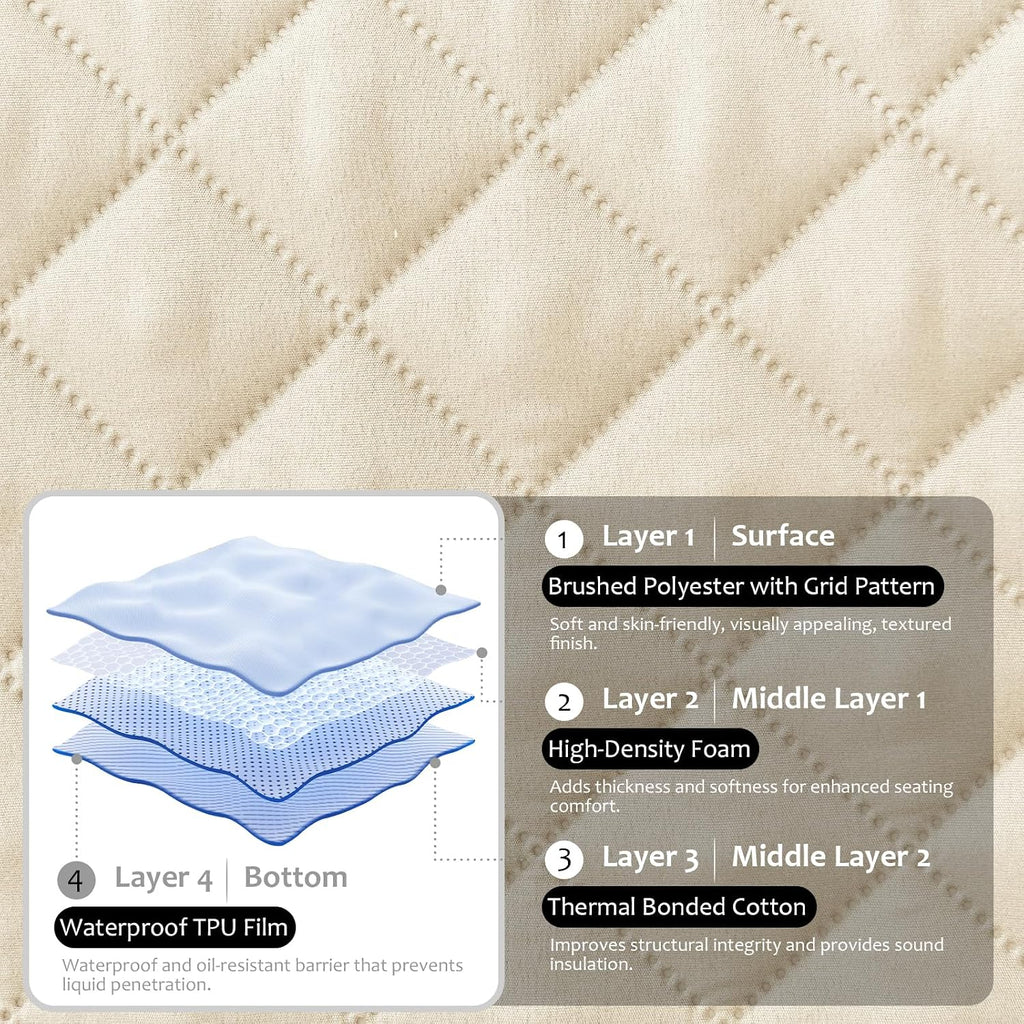 Waterproof Sectional Couch Covers L Shape Sectional Sofa Covers for Pets Washable Non-Slip 6PCS U Shaped Sofa Slipcovers Dog Couch Cover Corner Furniture Protector (Large, Beige)