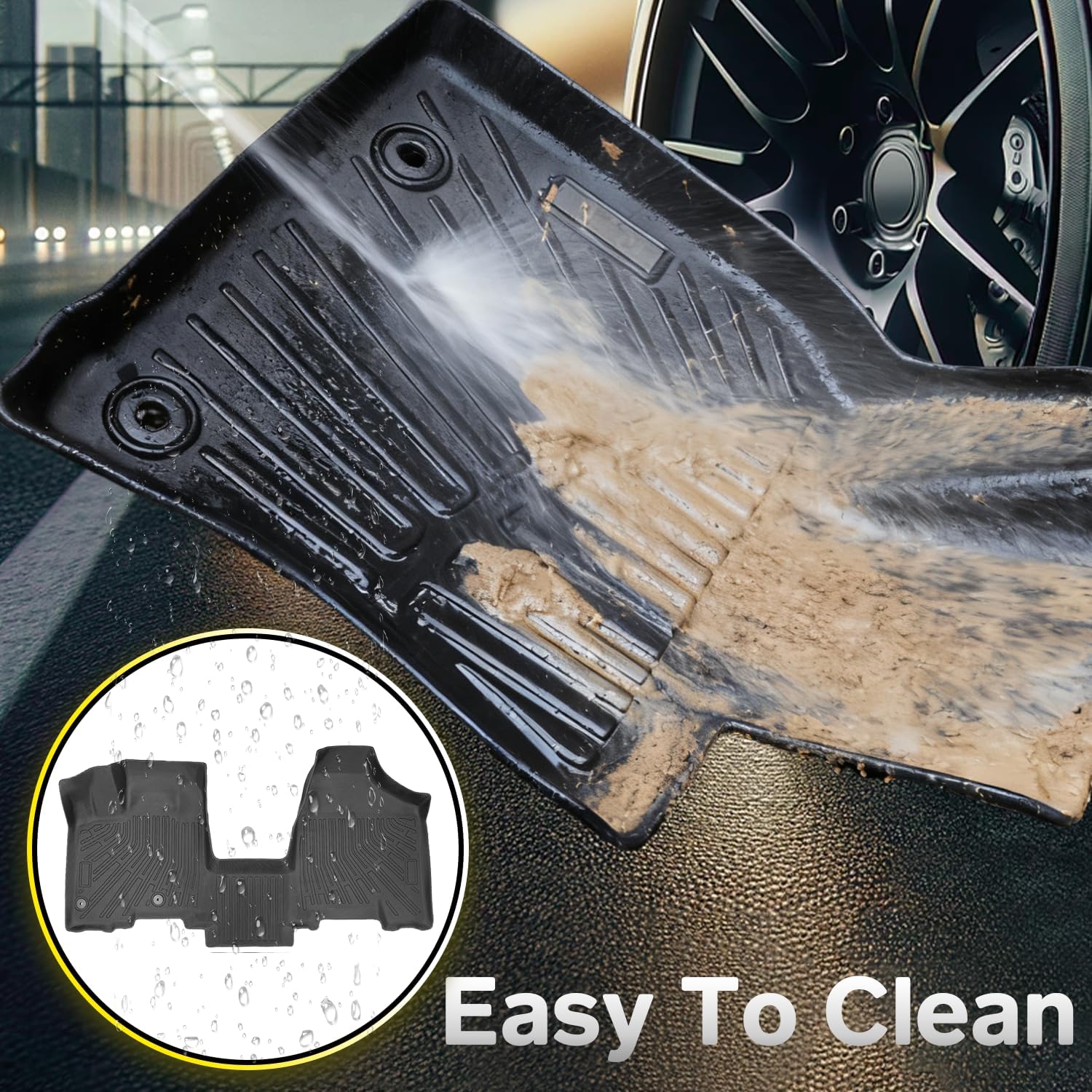 Floor Mats Compatible with Cadillac ATS 2014-2019(Only Sedan),All Weather Protection Duarble TPE Cargo Liner Accessories Compatible with Cadillac ATS 2014-2019(Only Sedan)