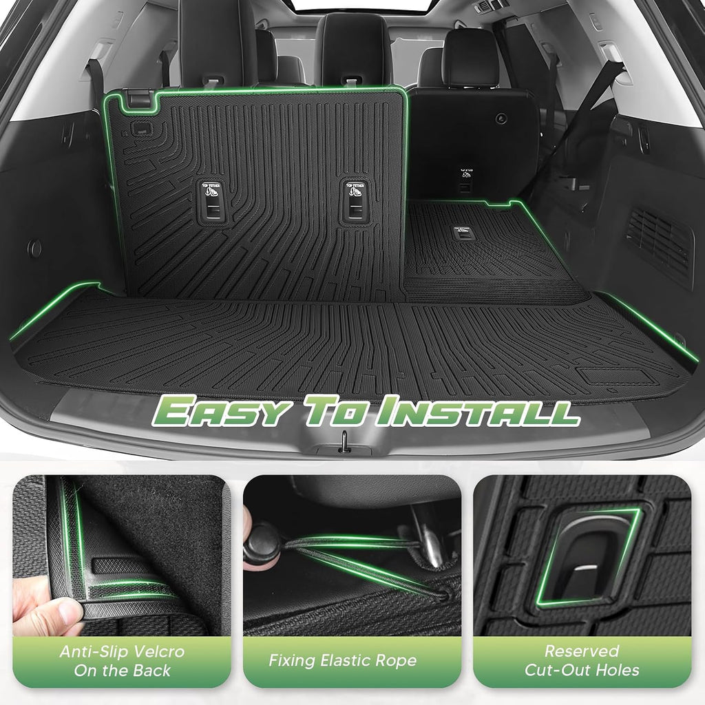 Cartist Floor Mats and Cargo Liner Fit for Nissan Pathfinder 8 Seats 2022-2026 All Weather TPE Floor Mat Pathfinder Accessories Heavy Duty Carpet Protection (Trunk Mat with Backrest Mat+Floor Mats)