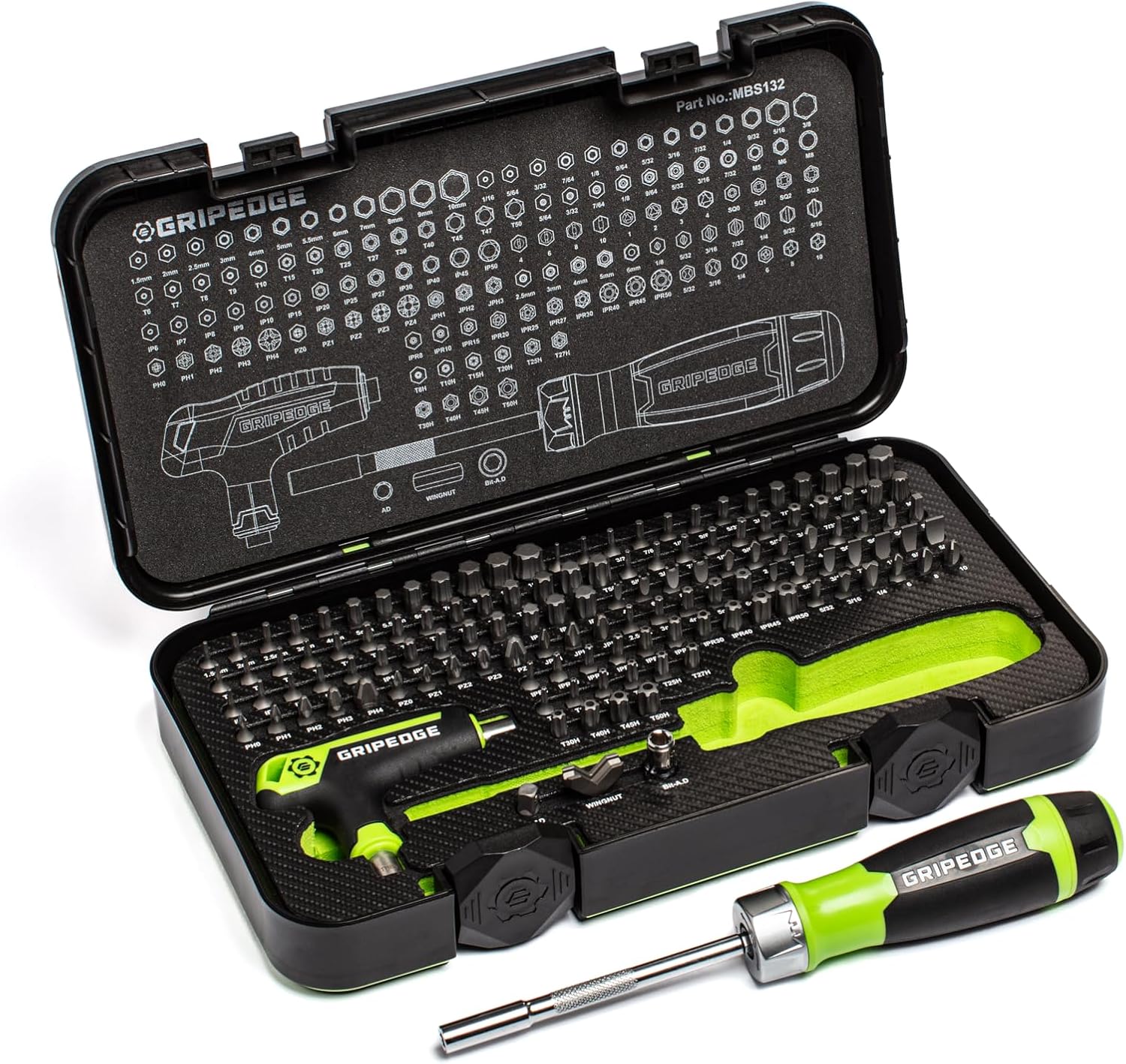 GRIPEDGE Tools | 132-PC R.P.T. Multi-Bit Driver Set