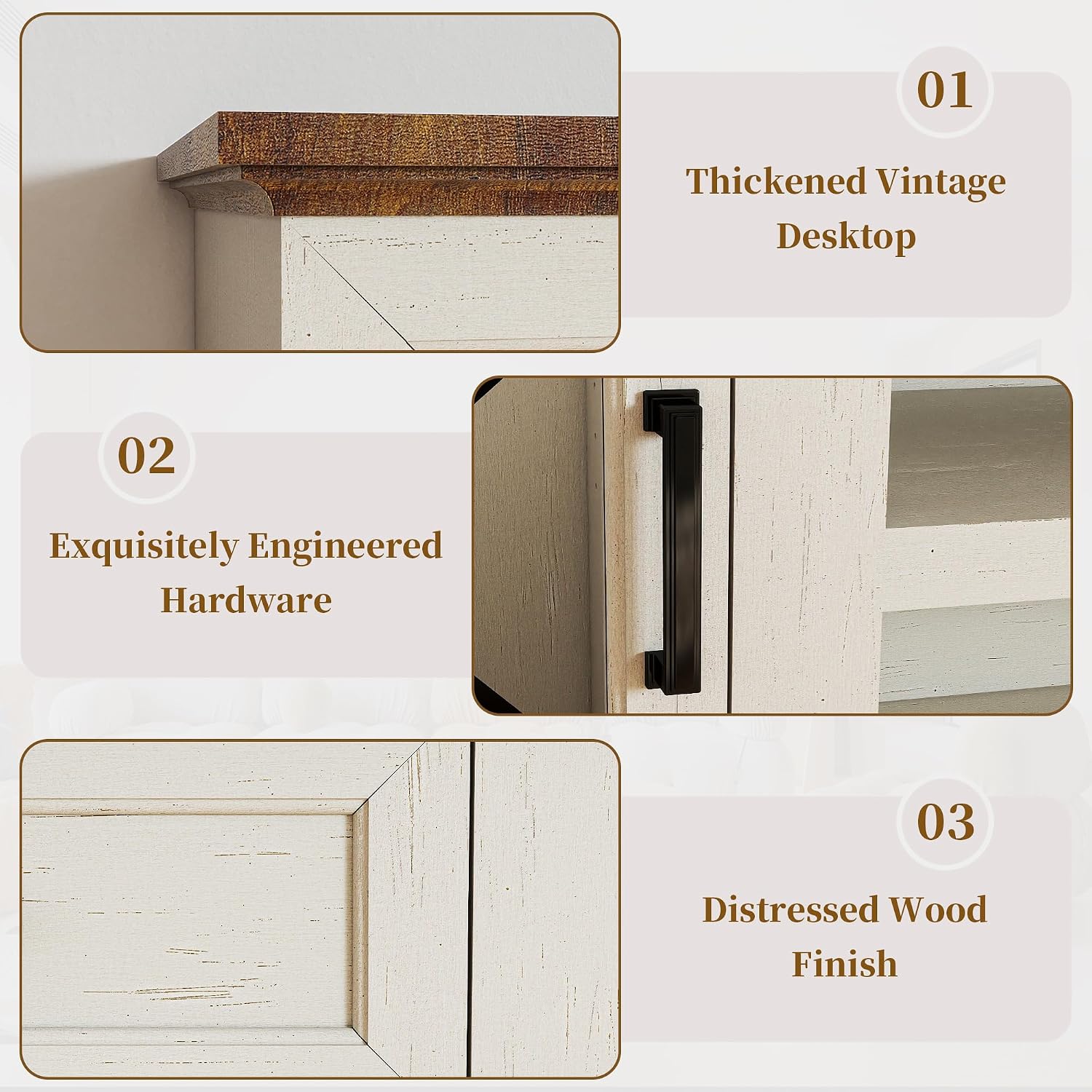 70 Inch Farmhouse TV Stand Table for 75/80 inch TV, Modern Entertainment Center with LED Lights and 2 Drawers, Wooden TV Stands for Living Room (Antique White)