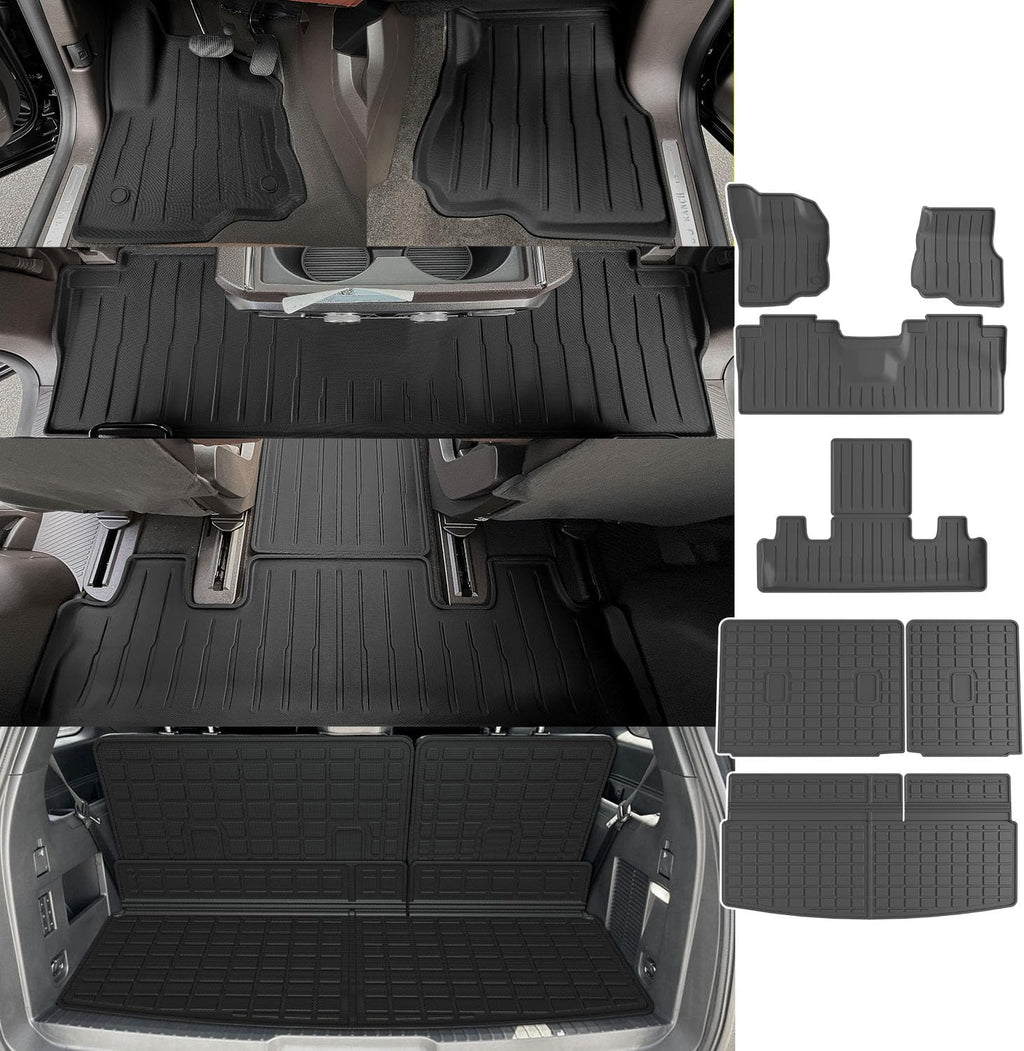 xipoqix 7 Seats Floor Mats Cargo Mat Backrest Mats Compatible with 2018-2024 Ford Expedition Floor Liner Replacement for 2018-2024 Ford Expedition Accessories (Trunk Mat+3rd Backrest Mats+Floor Mats)