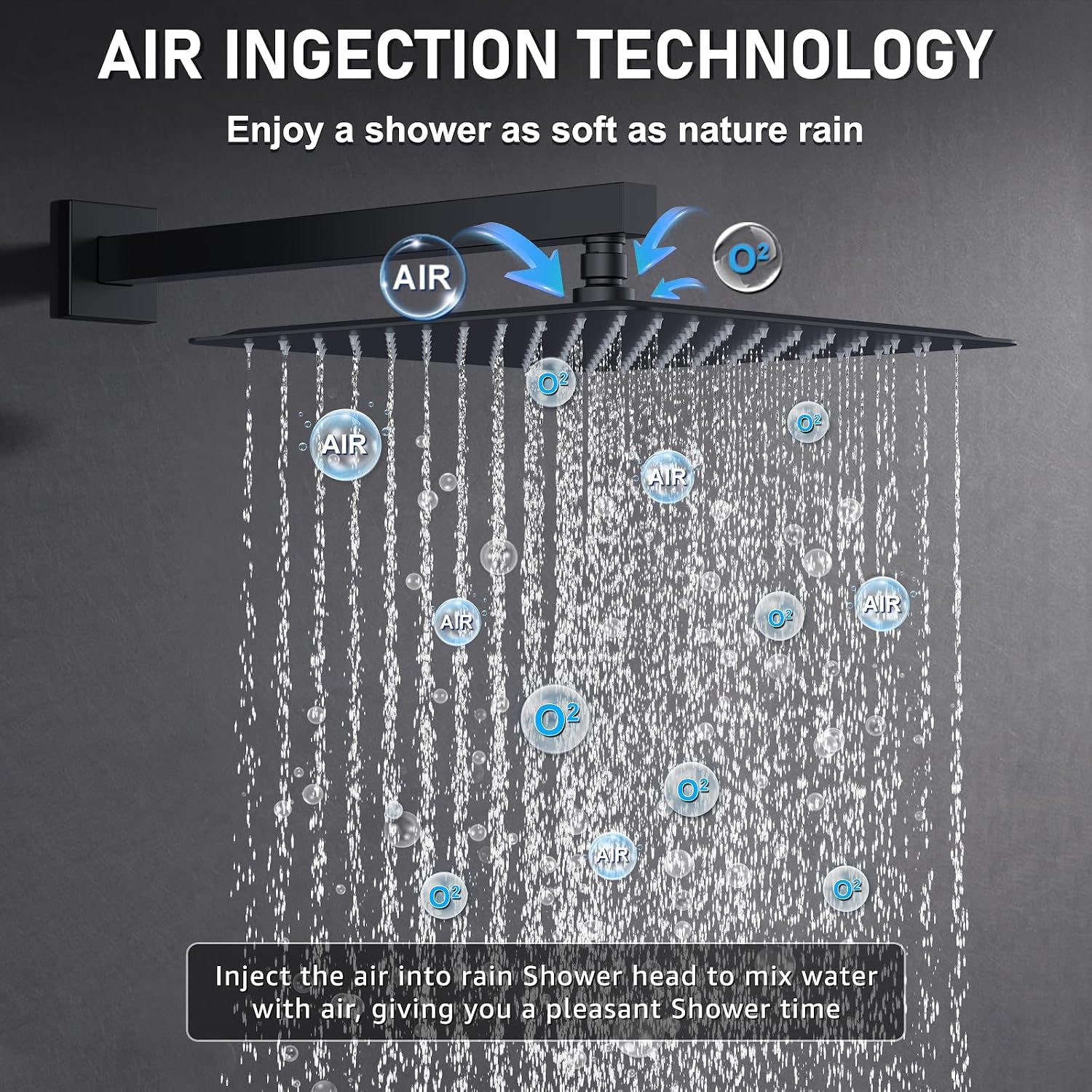 Iriber Shower Set with 12 Inch High Pressure Rain Shower Head and Handheld and Shower Faucet Mixer Valve Modern Shower System Including Pressure Balance Valve Shower Trim Kit for Bathroom,Matte Black