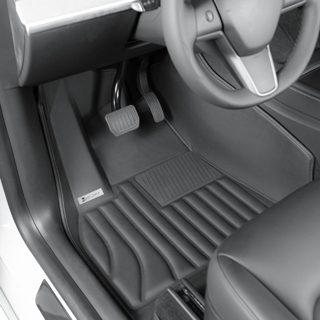 3PCS Extreme Coverage Floor Mats for Tesla Model Y (2021-2025) – Full 360° Cabin Protection, GapZero Fit with TrackGuard Rail Protection (Does NOT fit 7-Seat & Juniper)