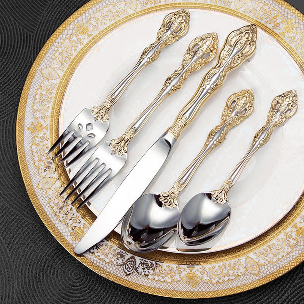 10-piece exquisite cutlery set,service for 2 people,18/10 stainless steel flatware sets, utensils tableware set for eating,dishwashe safe