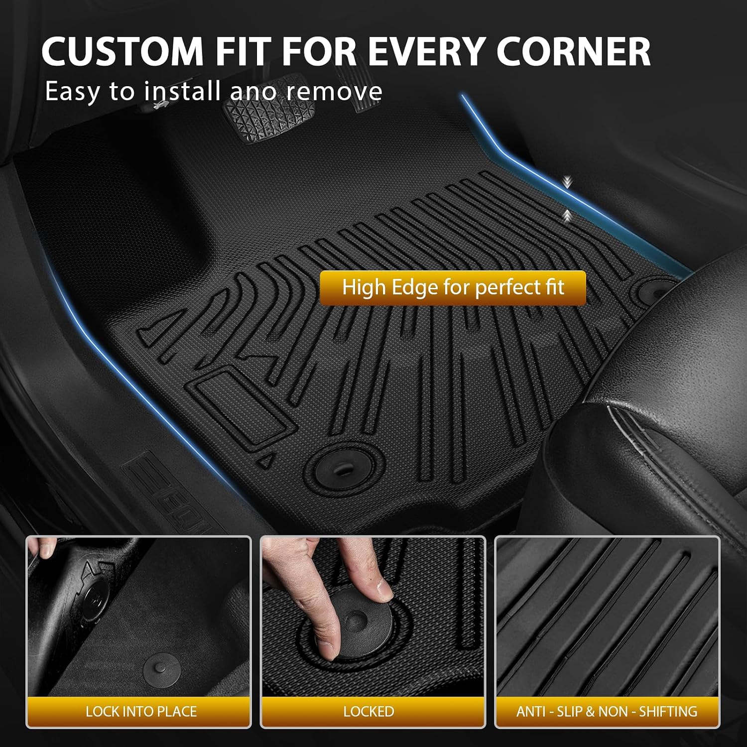 Powerty Floor Mats for 2025 2026 Chevrolet Chevy Equinox (Non EV) / GMC Terrain Car Mat, All Weather TPE Custom Cargo Liner Seat Back Cover Protectors Accessories (Floor Mats+Backrest Mat+Trunk Mat)