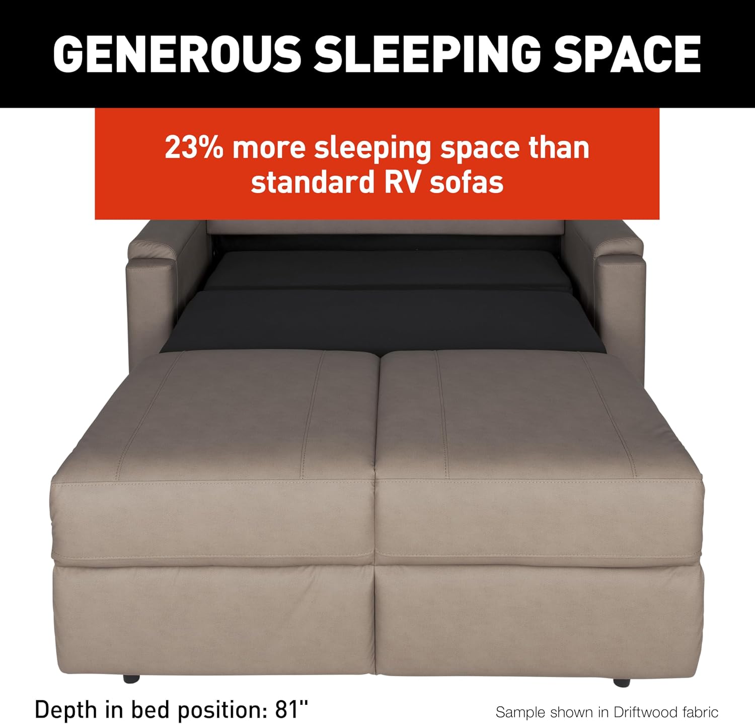 THOMAS PAYNE Signature Heritage Series 62' Satula RV Rest Easy Sleeper Sofa with Easy-to-Use Fold-Out Mechanism, 81' Bed Depth - 2024044233