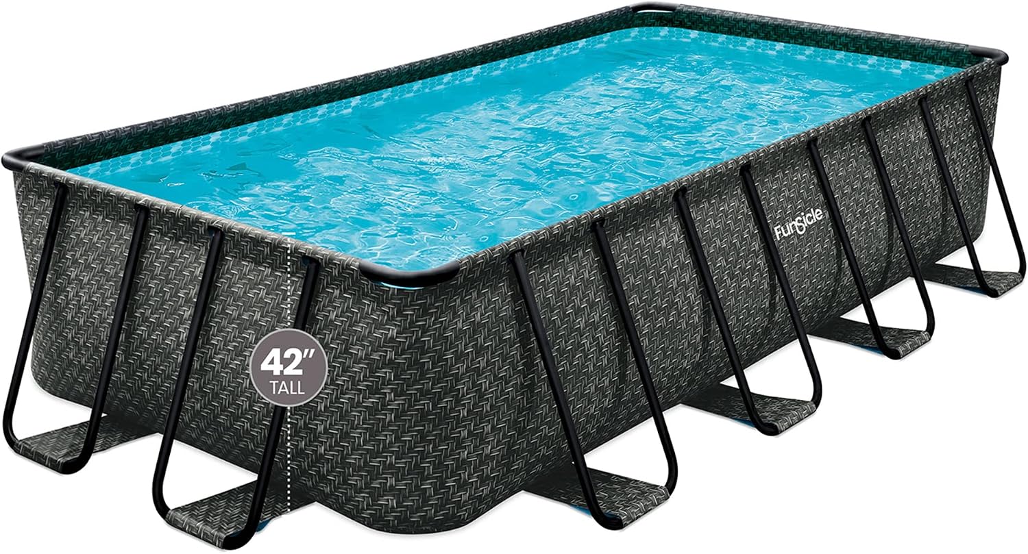 Funsicle Oasis Designer 16' x 8' x 42' Rectangular Above Ground Swimming Pool Set with 2-in-1 Filter Pump, Ladder & Maintenance Kit – Easy Setup for Backyard Fun