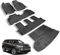 Compatible for 2014-2019 Toyota Highlander Floor Mats & Seat Back Cover & Cargo Liner 7 Passenger Model All-Weather TPE Floor Mats Compatible with Toyota Highlander Accessories (Full Set)