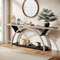 Tribesigns 70.87' Console Table, Industrial Sofa Table Behind Couch with 2 Tiers of Storage Shelves for Living Room, Hallway, Entrance, Foyer (Gray & Black)