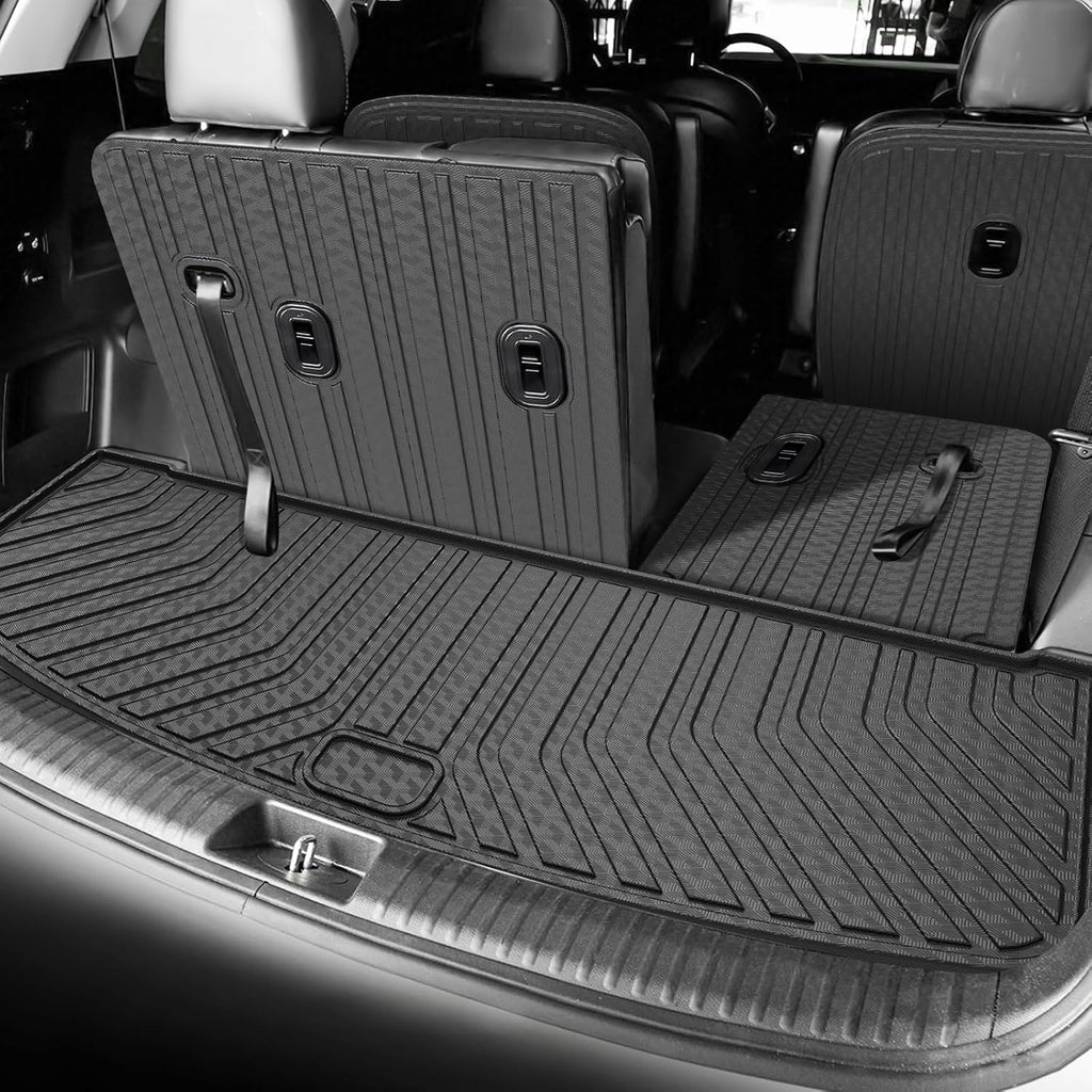 KUST Floor Mats Set for 2020-2025 Kia Telluride Accessories (7 Seats), Rear Cargo Trunk Liner with 2nd/3rd Row Backrest Kick Mat All Weather Protection TPE Rubber Raised Edge, Full Set of 9pcs