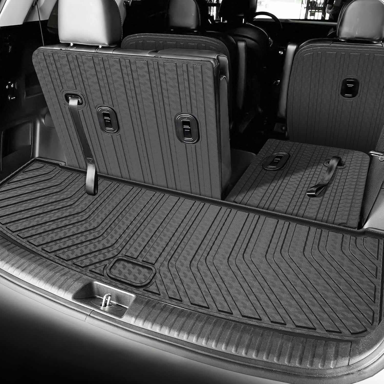 KUST Floor Mats Set for 2020-2025 Kia Telluride Accessories (7 Seats), Rear Cargo Trunk Liner with 2nd/3rd Row Backrest Kick Mat All Weather Protection TPE Rubber Raised Edge, Full Set of 9pcs