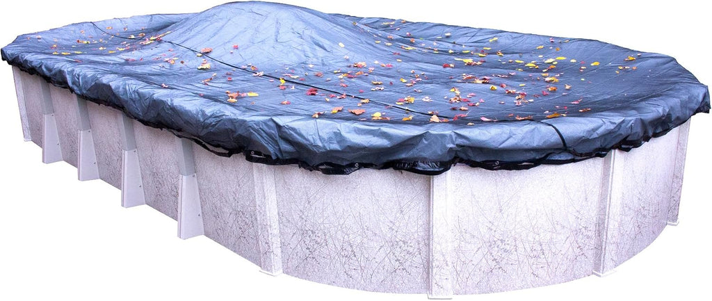 Pool Mate 15x27ft Classic Leaf Net Winter Oval Pool Cover for Above Ground Pools, 3ft Overlap (18x30ft Cover Size), Standard Net, 4-Year Warranty, Style: 441527-PM